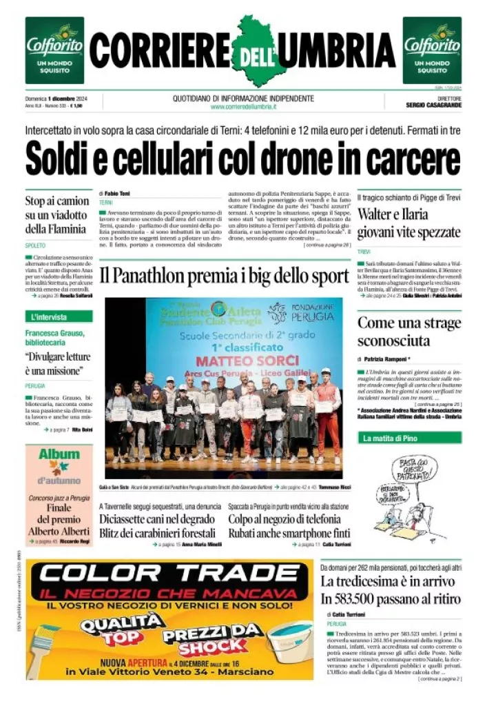 Prima-pagina-corriere umbria-del-2024-12-01